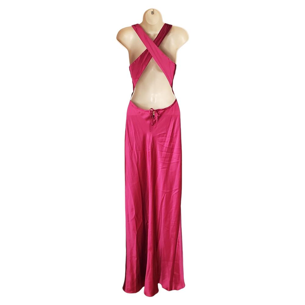 Reformation Anaiis Silk Maxi Dress Column Gown Hibiscus Tea Pink Size 8 - Picture 5 of 15